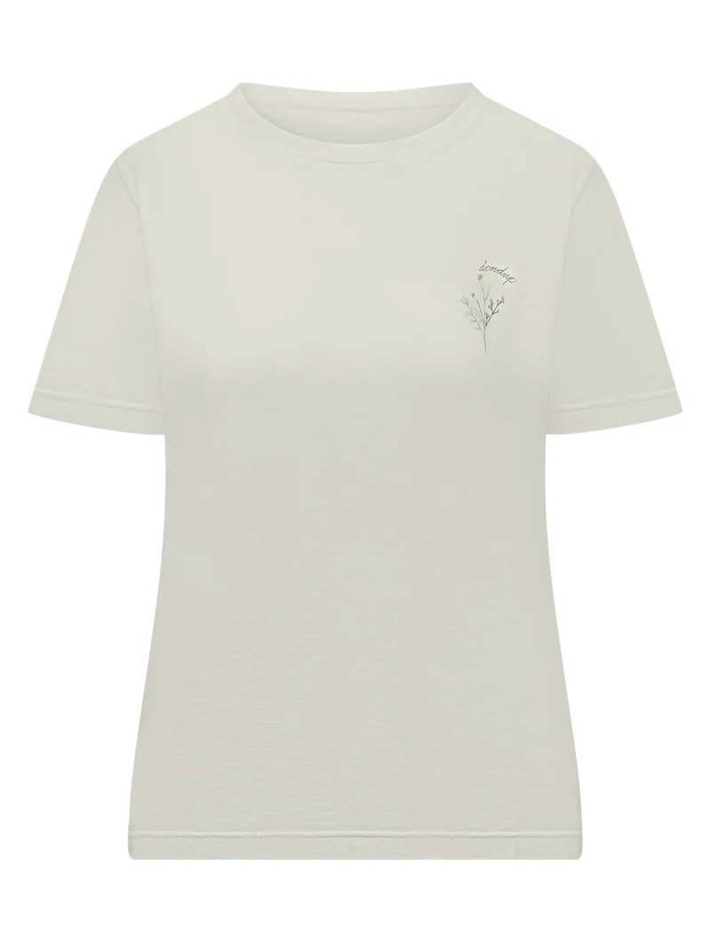 T-shirt Slim con Stampa Floreale
