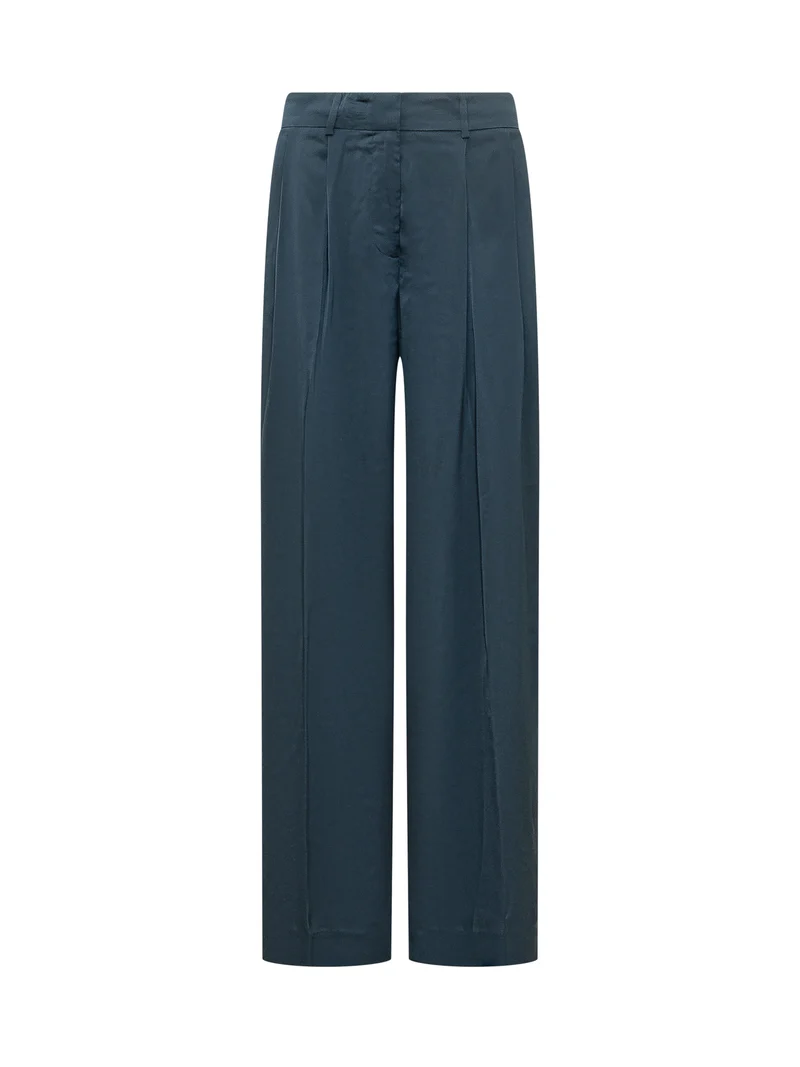 Pantaloni A Gamba Larga In Raso