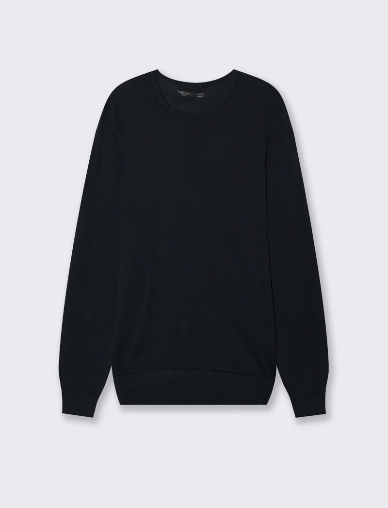 Maglia girocollo in puro cotone premium - Blu