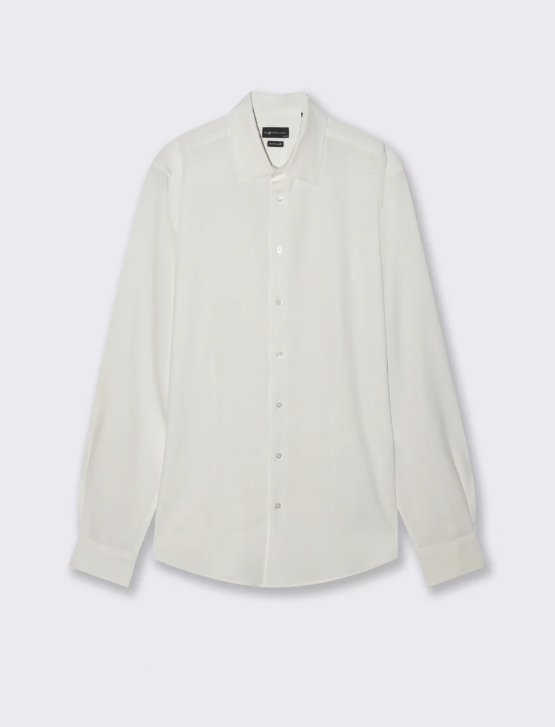 Camicia Slim Fit in Tessuto Tecnico - Bianco