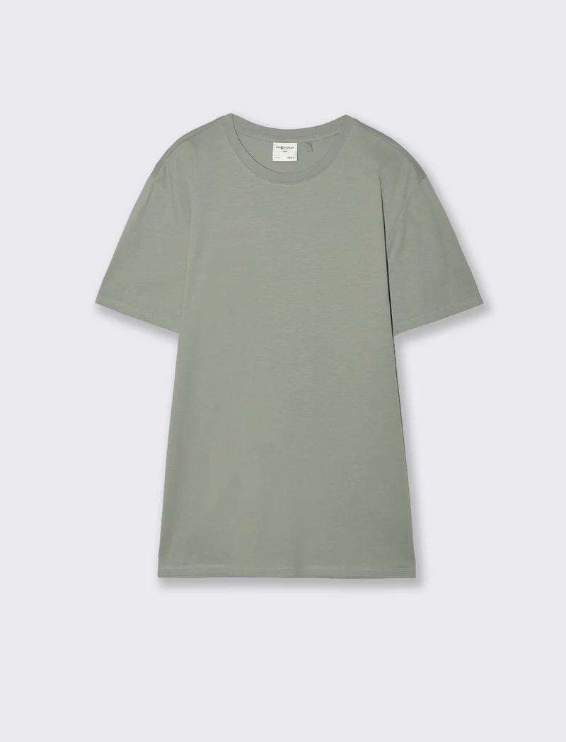 T-shirt girocollo in cotone regular fit - Verde salvia