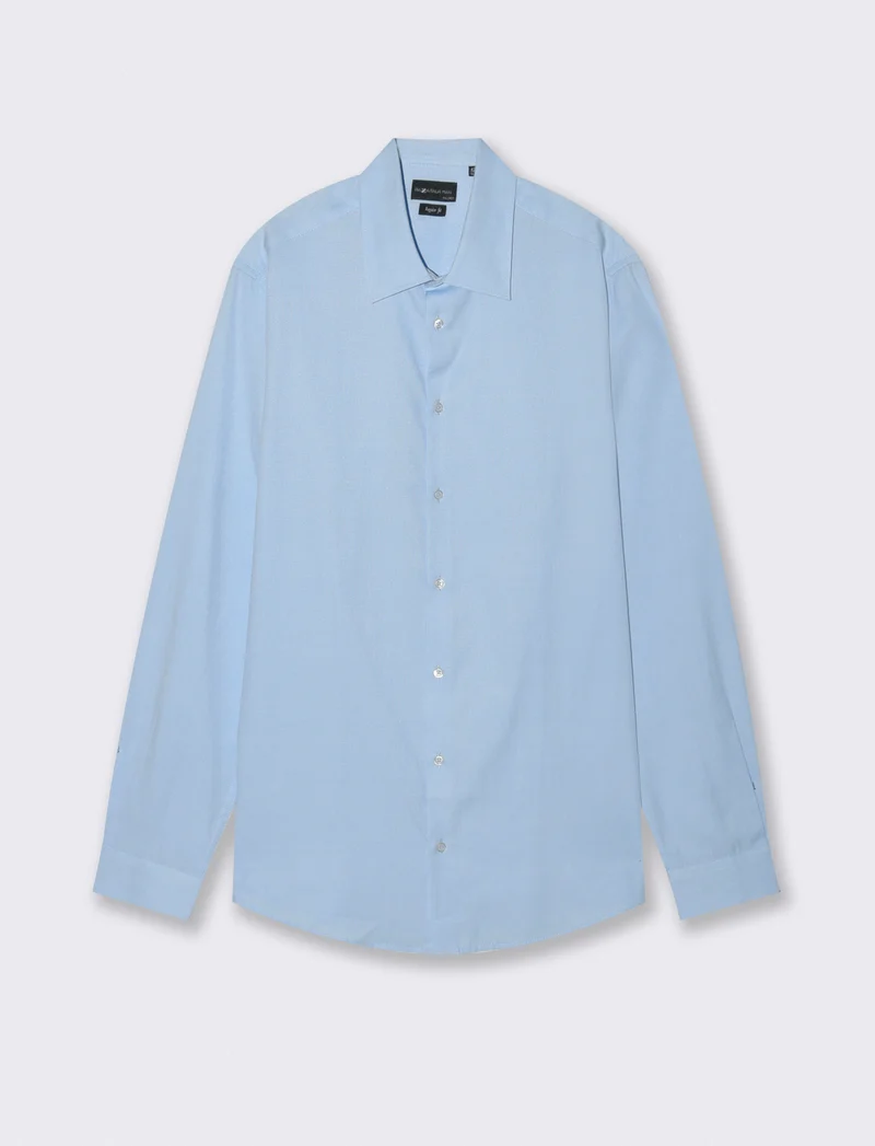 Camicia Oxford Regular Fit in Cotone - Celeste