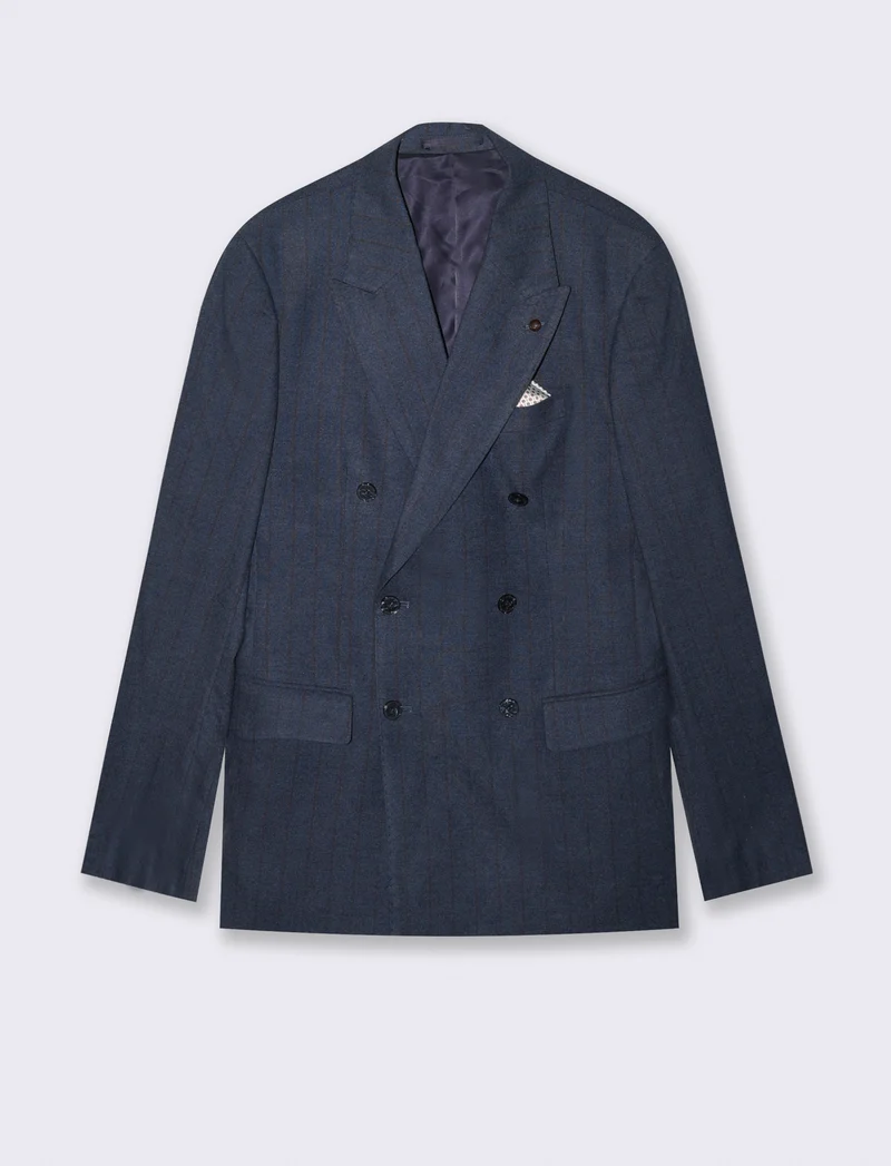 BLAZER A RIGHE DOPPIOPETTO DA COMPLETO - Blu