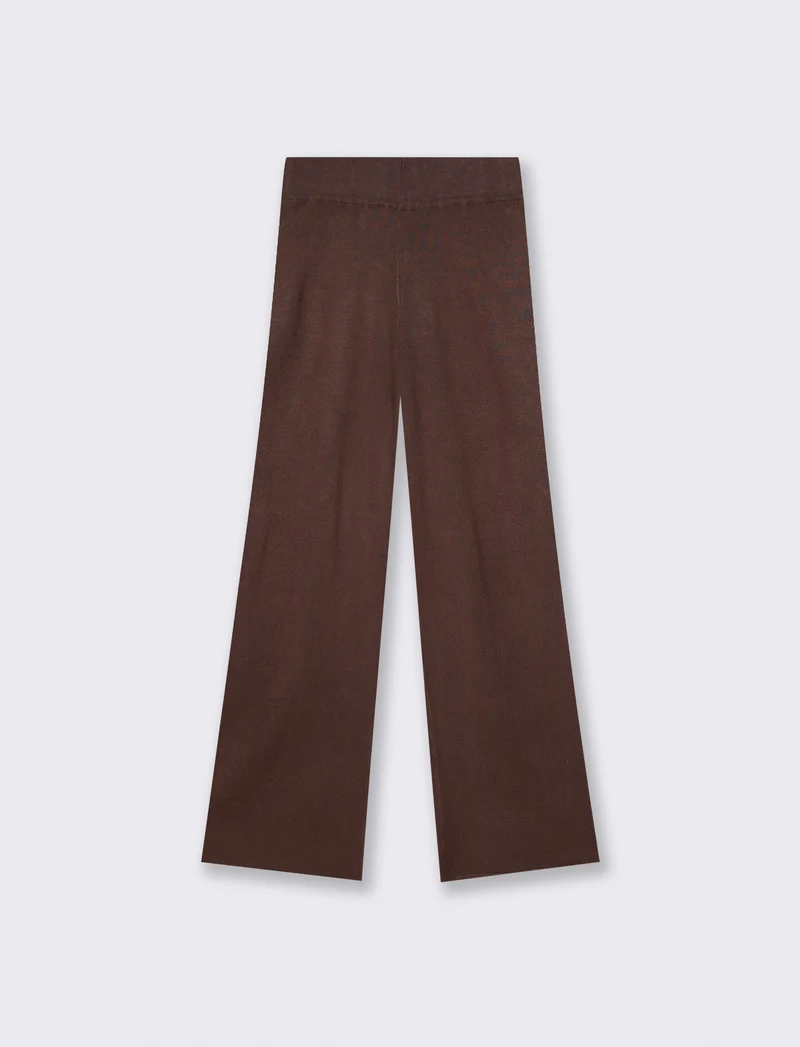 Pantalone in Maglia con Elastico Vita - Marrone