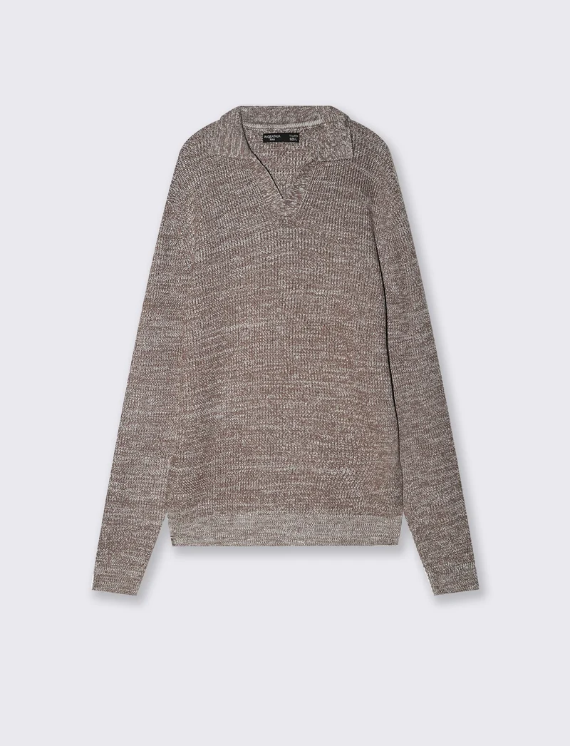Maglia polo in misto viscosa effetto twist - Grigio fango
