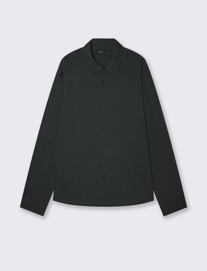 Camicia Relaxed Fit in Tessuto Premium - Antracite melange