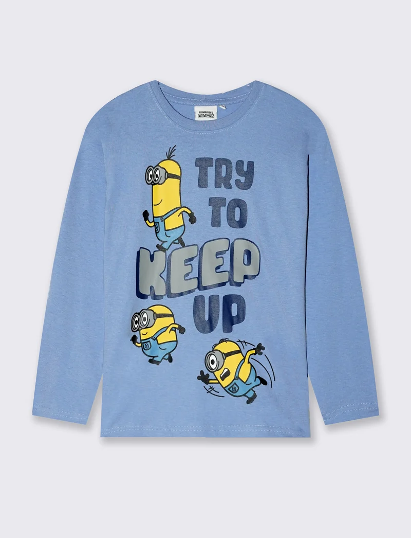 T-shirt maniche lunghe con Minions - Azzurro