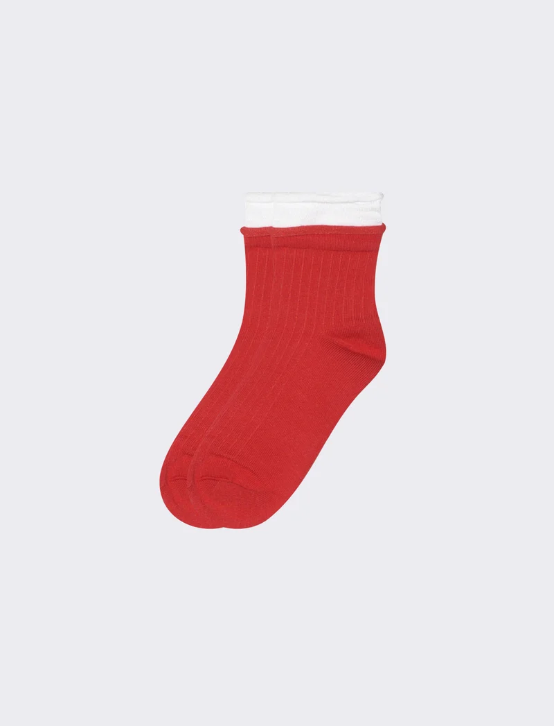 Calzino donna elastico bicolor 1 paio - Rosso