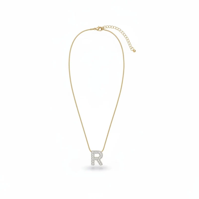 Collana con lettera strass - Var 6