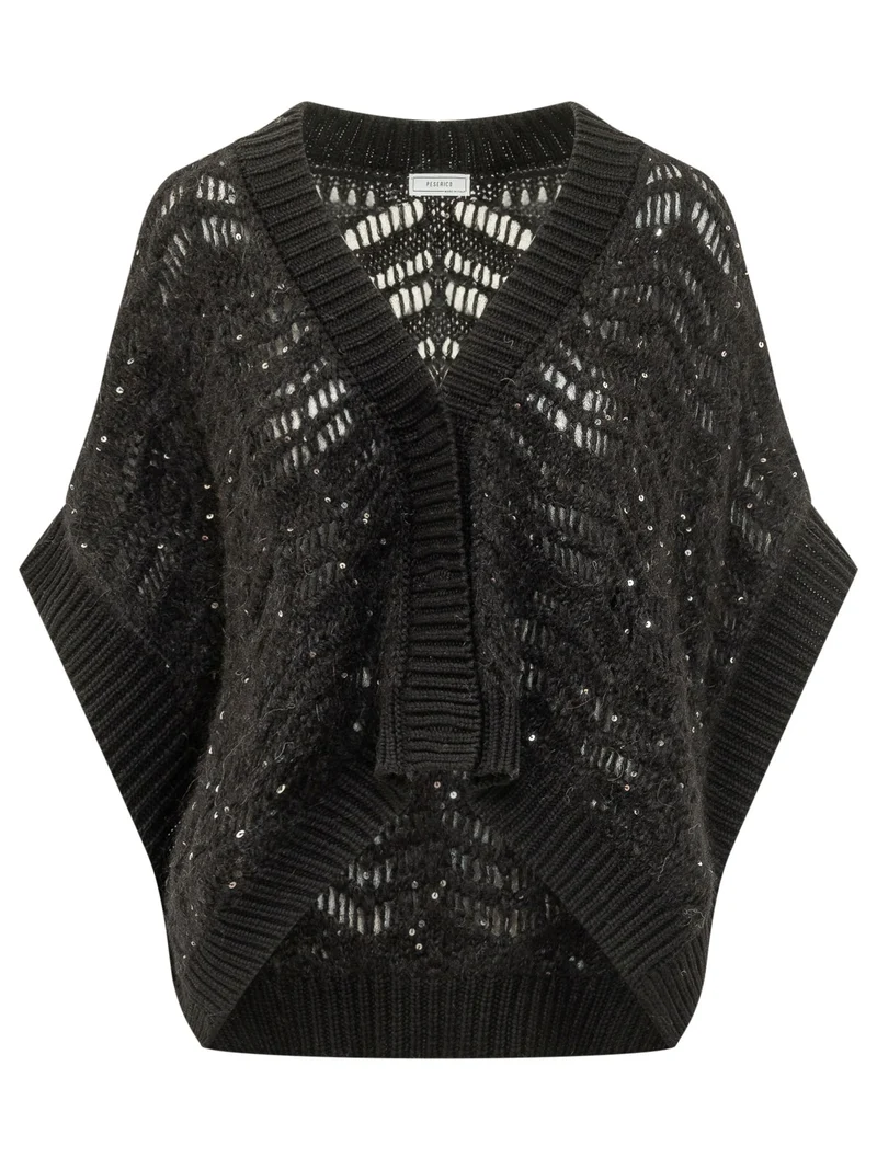 Maglia Traforata con Scollo a V