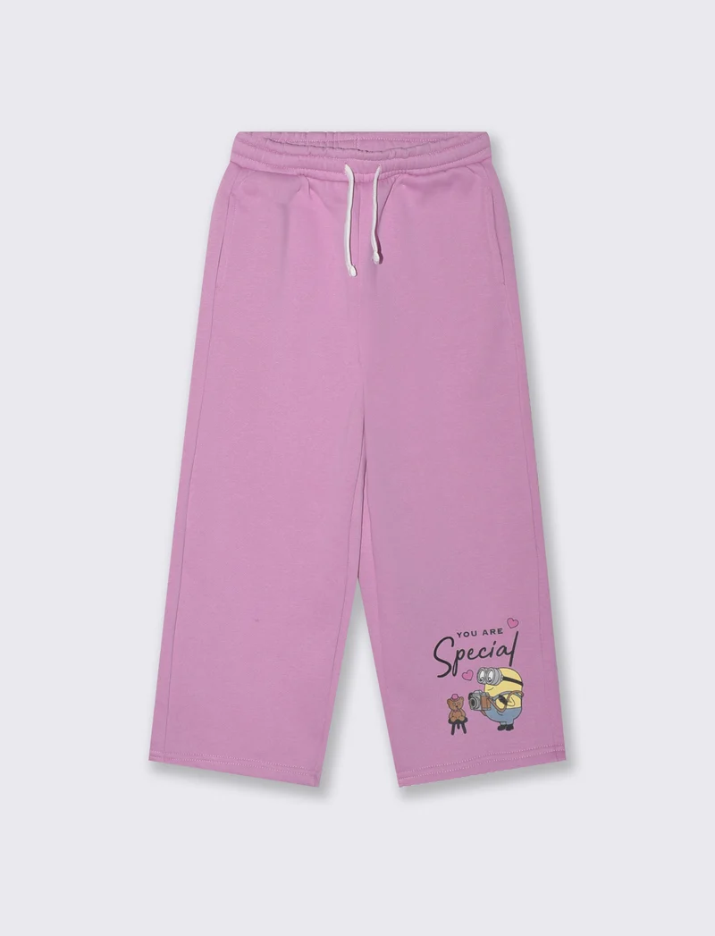 Jogger felpa gamba larga stampa Minions - Rosa