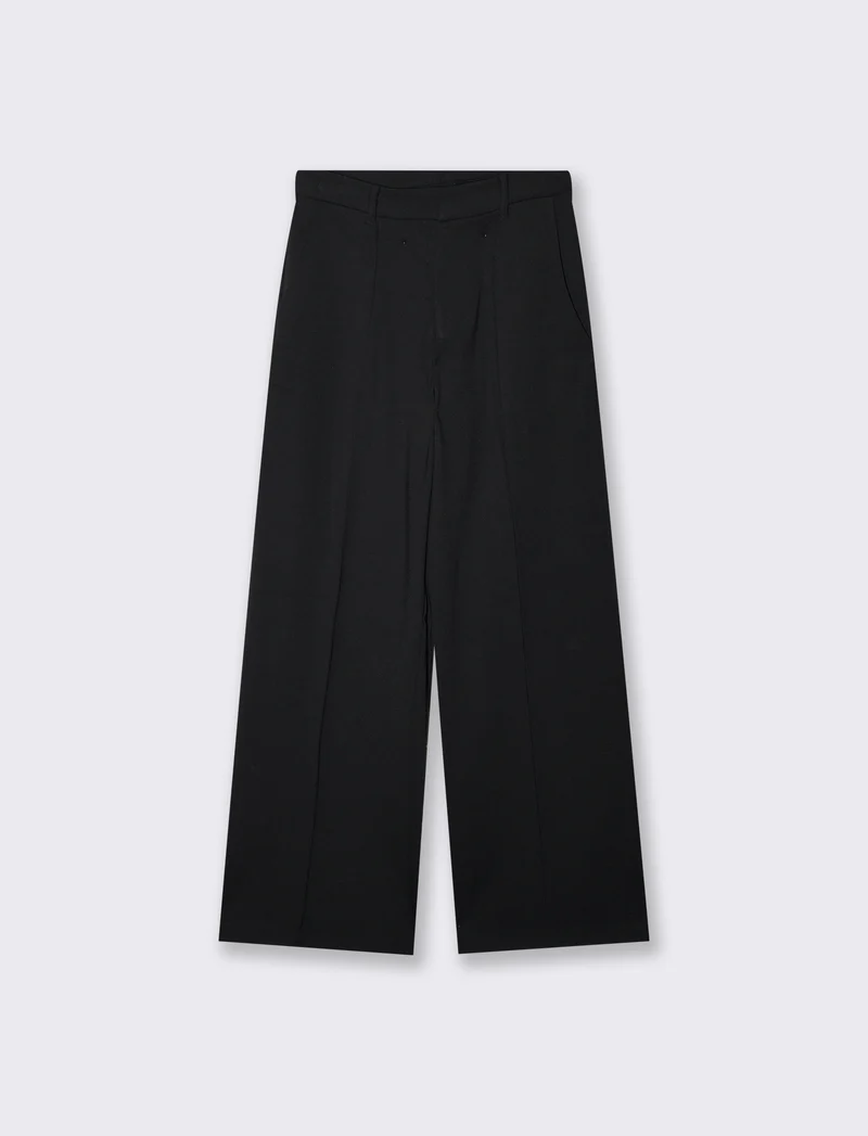 Pantalone wide leg high waist classico - Nero