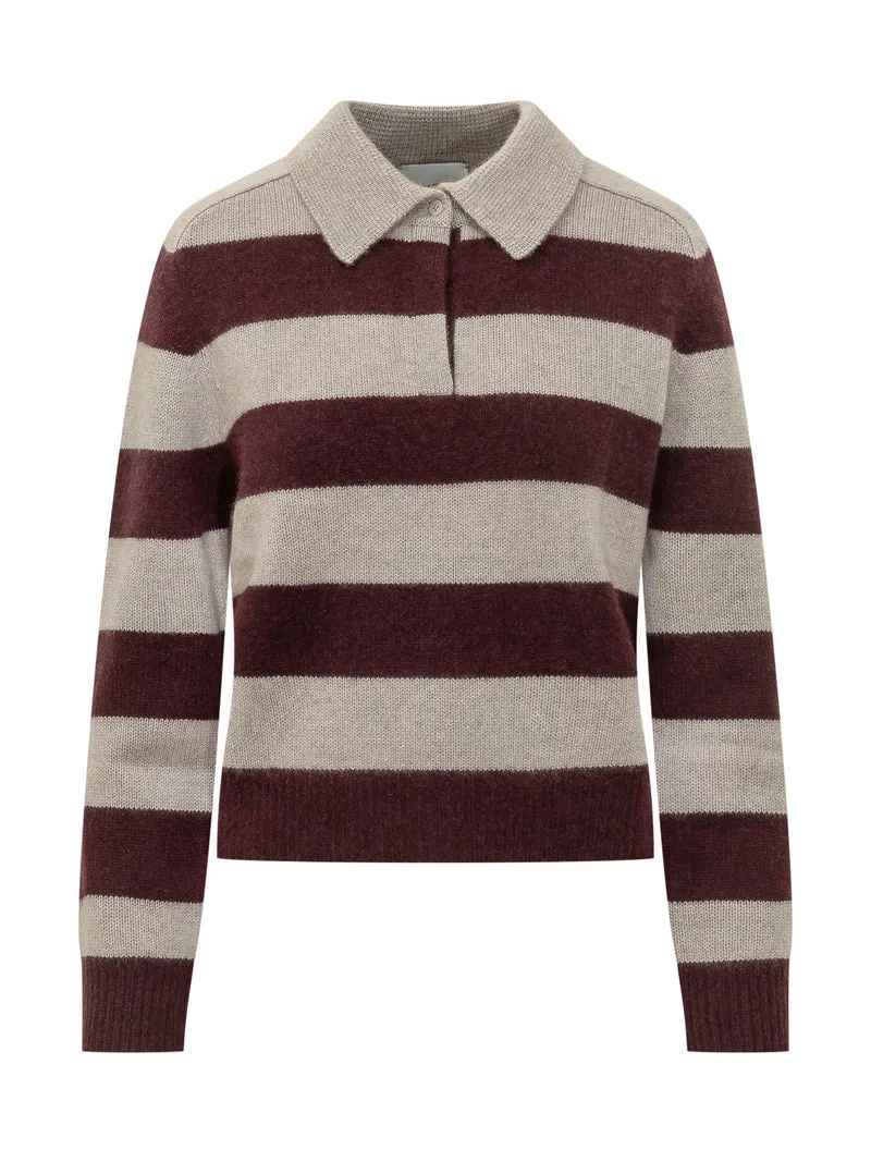 Maglia Polo Royce in Cashmere a Righe