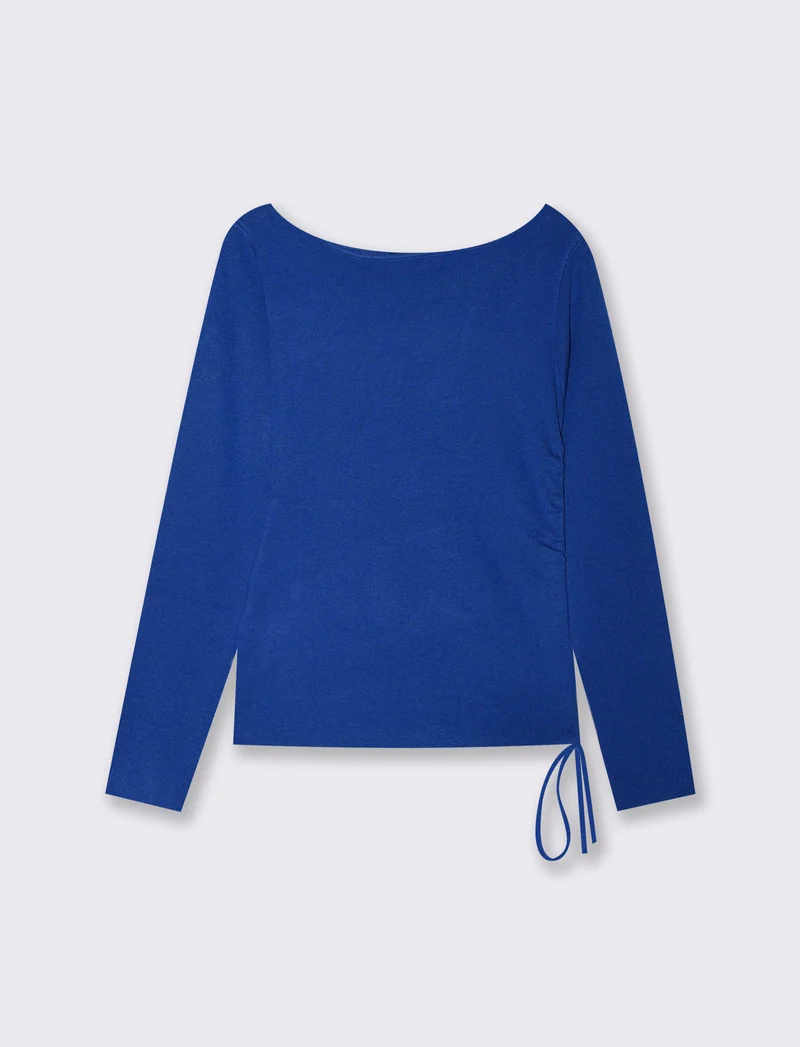 Pullover asimmetrico con coulisse laterale - Bluette