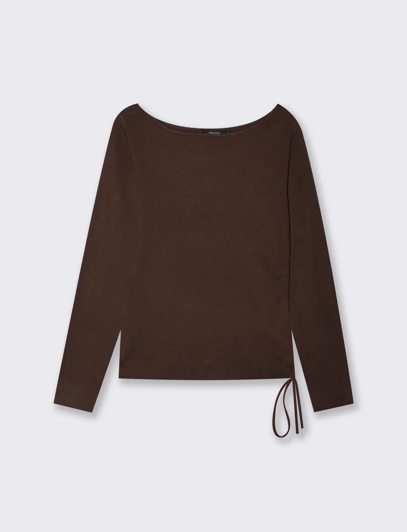 Pullover asimmetrico con coulisse laterale - Moro