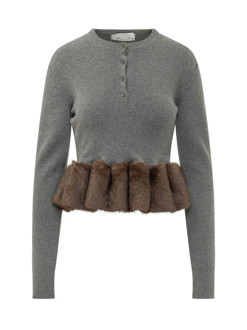 Maglia Girocollo con Balza Voluminosa