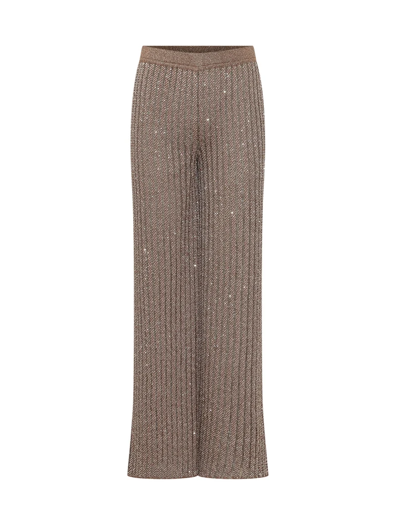 Pantaloni a Gamba Ampia con Paillettes