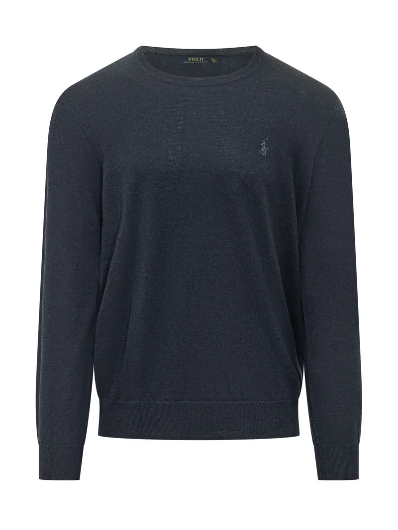 Maglia Girocollo con Ricamo Logo sul Petto