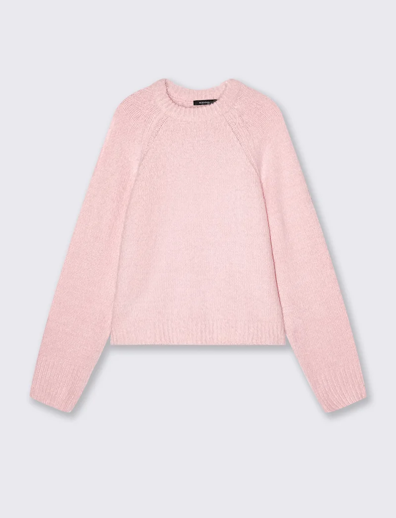 Pullover girocollo in ciniglia opaca - Rosa chiaro