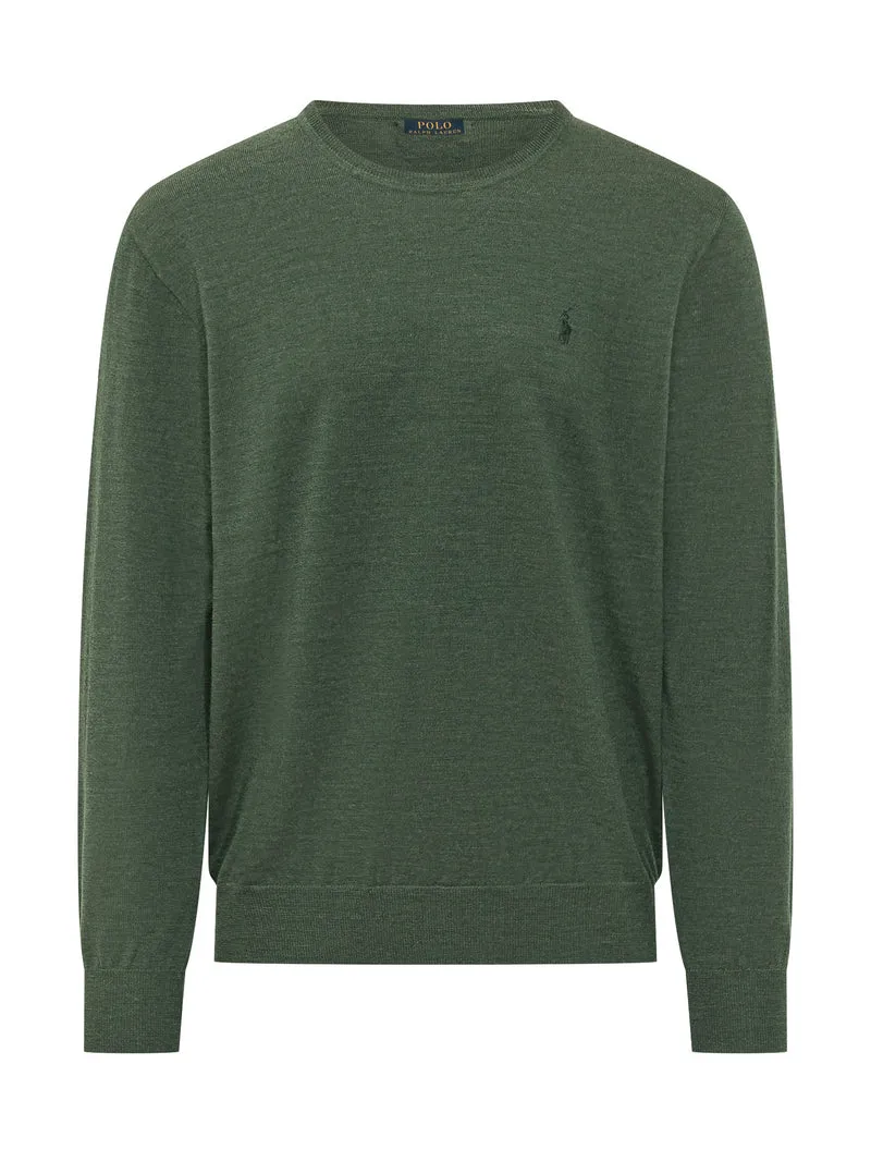 Maglia Girocollo con Ricamo Logo sul Petto