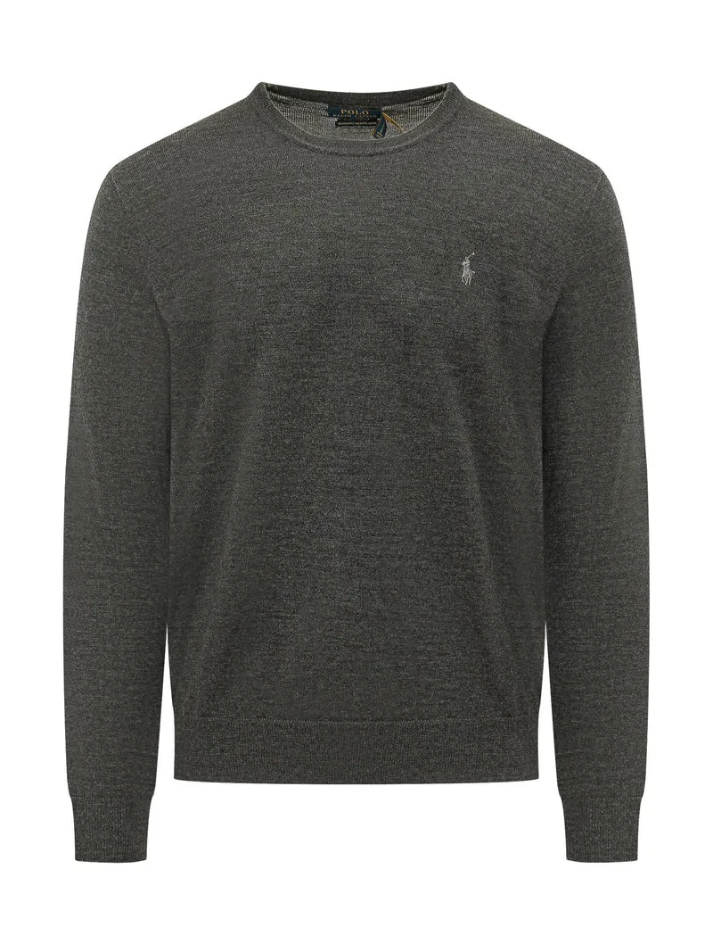 Maglia Girocollo con Ricamo Logo sul Petto