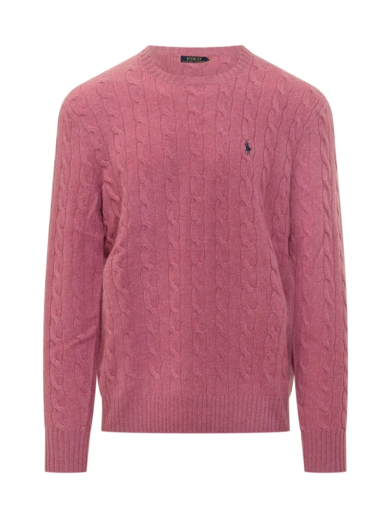 Pullover con Trecce e Ricamo Logo sul Petto