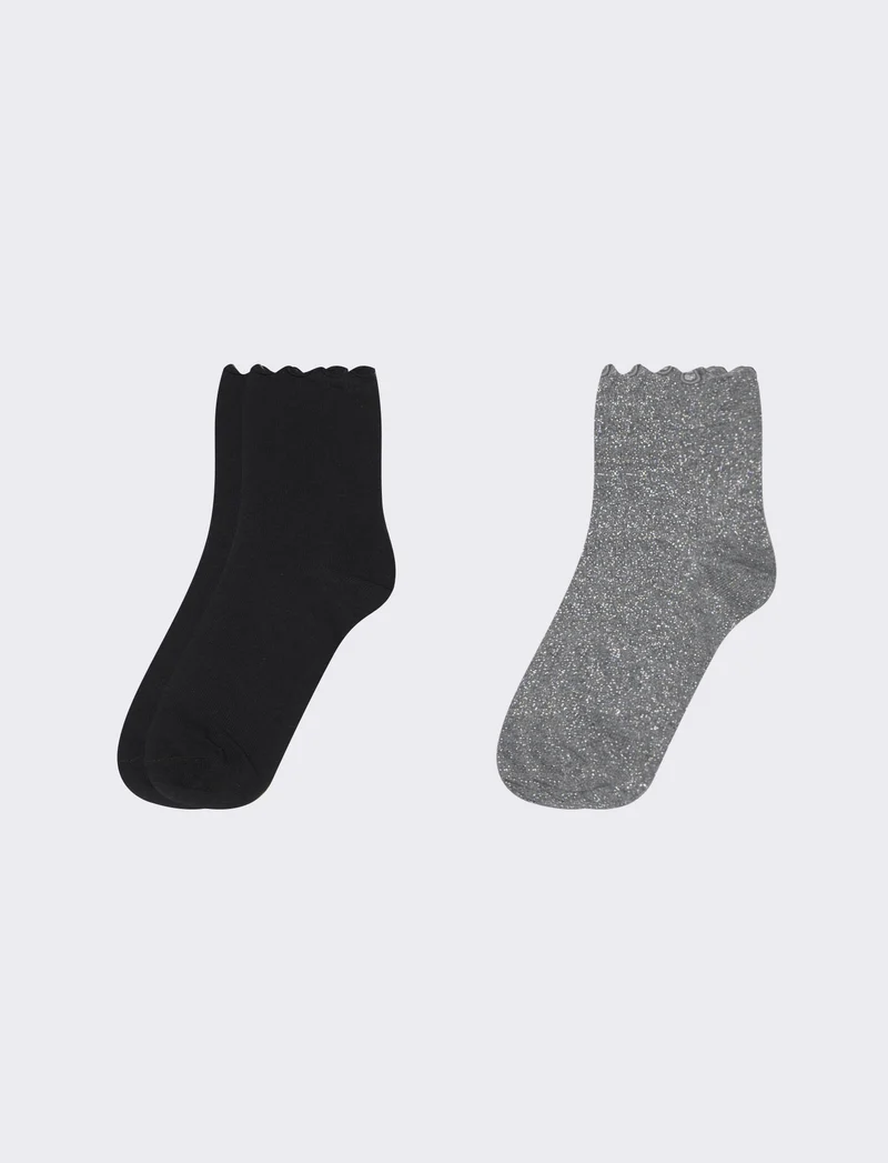 Calzini freel lurex - 2 paia - Nero-grigio