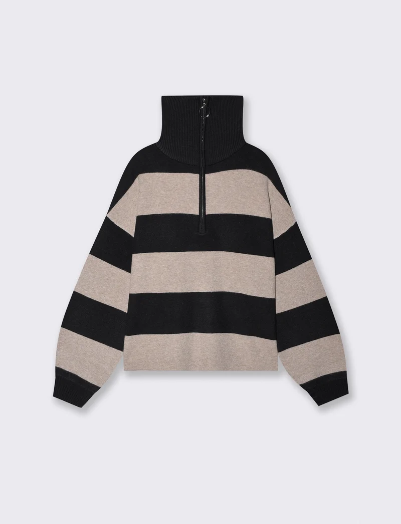 Maglia over manica lunga con zip - var 1