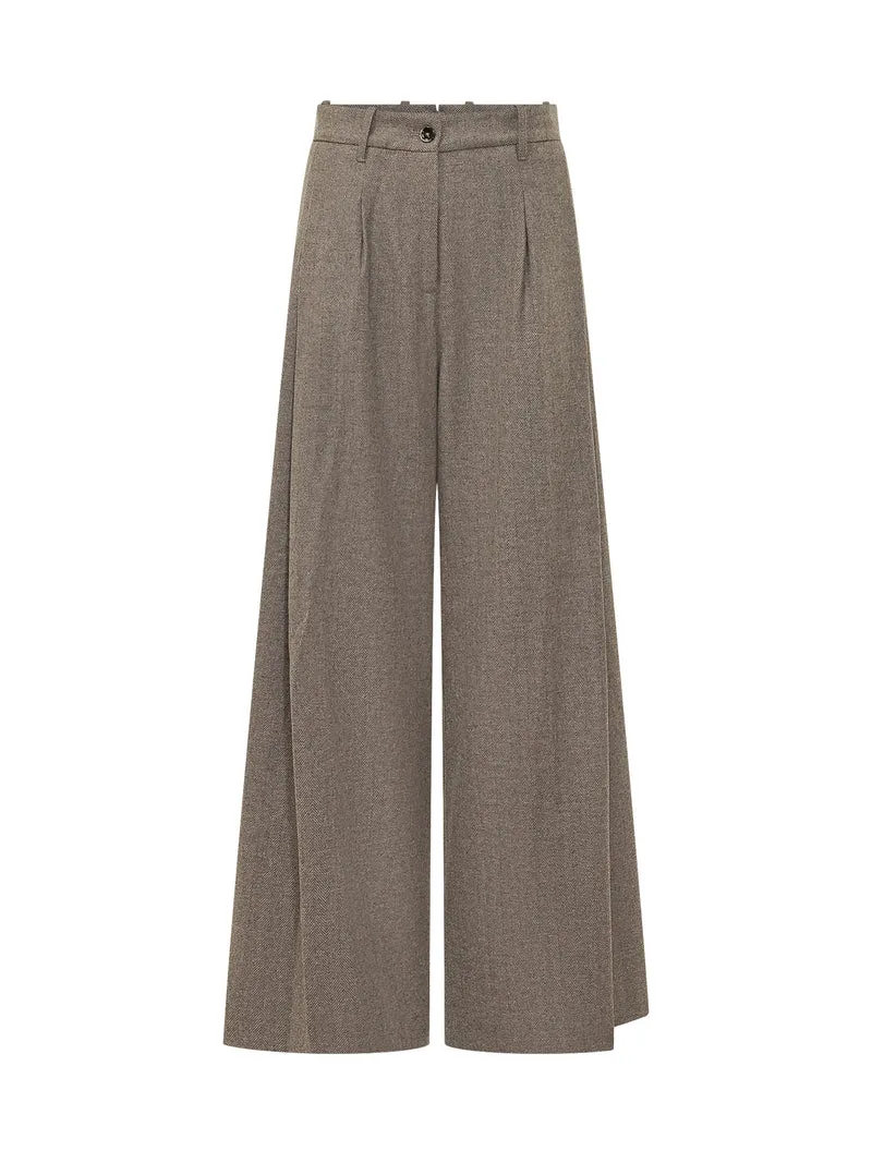 Pantaloni Petra con Pieghe e Gamba Ampia