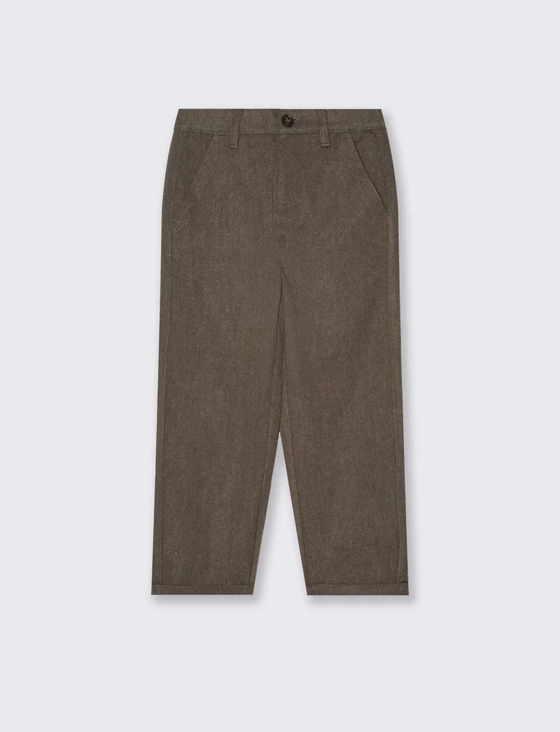 Pantaloni dritti in misto viscosa - Grigio mastice