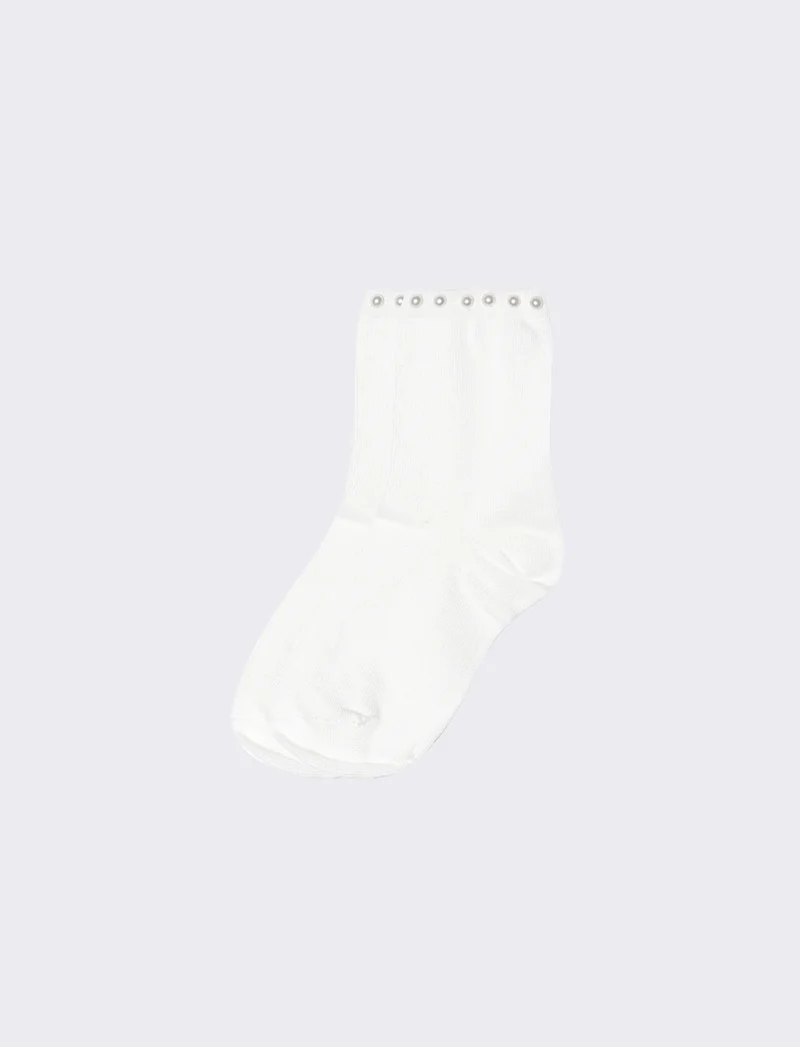 Calzino perle 1 paio bambina - Bianco