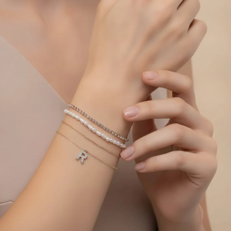 Bracciali Lettera con Strass Eleganti - Var 6