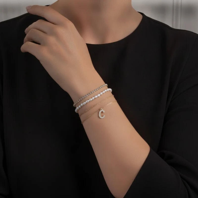 Bracciali Lettera con Strass Eleganti - var 2