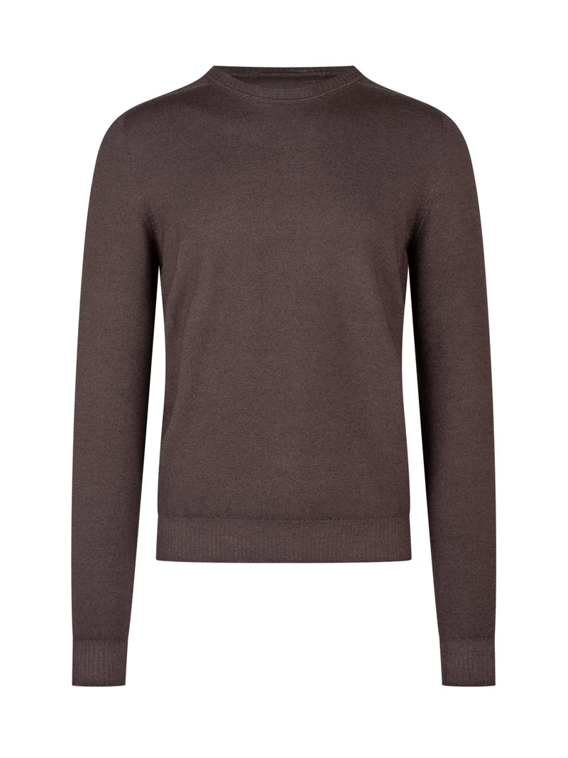 Maglia Girocollo con Bordi a Coste
