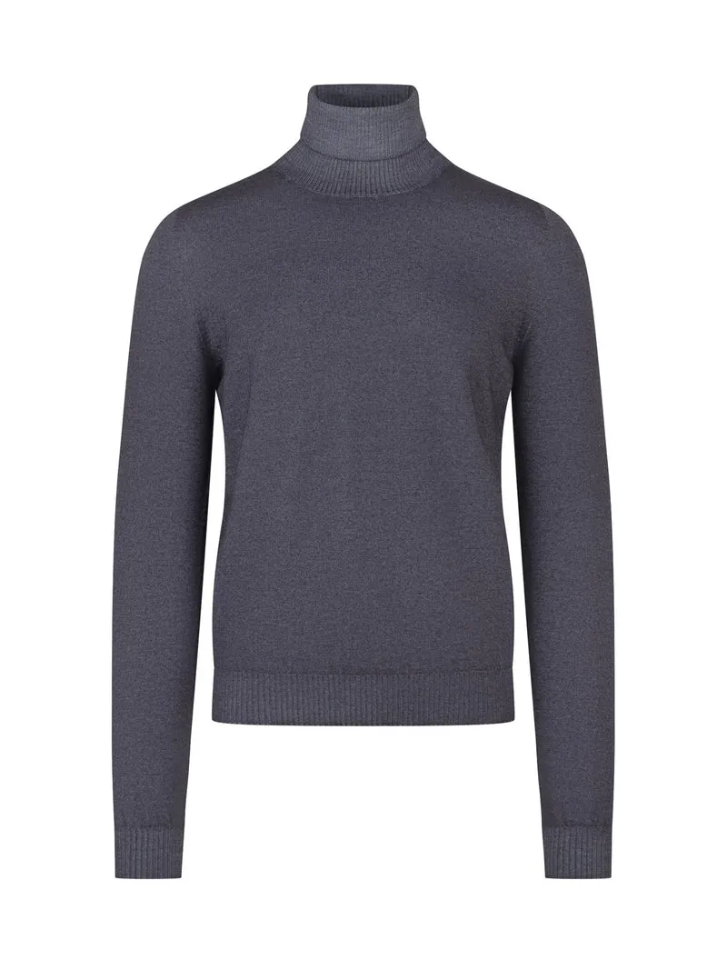 Maglia Dolcevita con Collo a Coste
