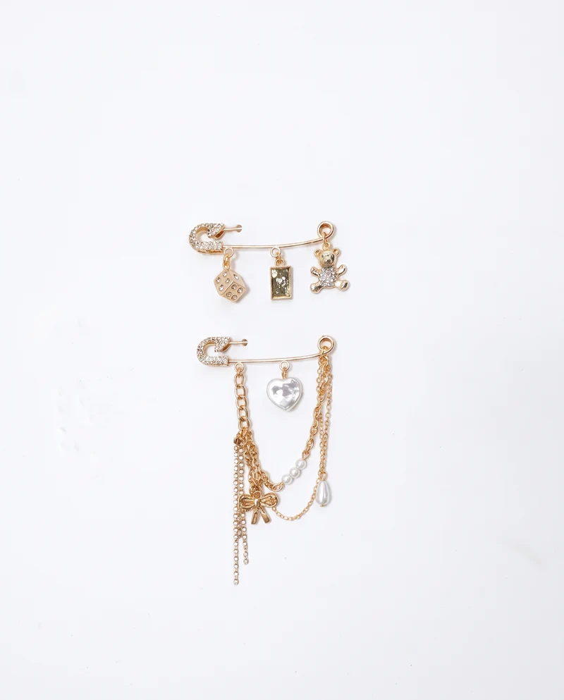 Card 2 spille strass orso e fiocco - Oro
