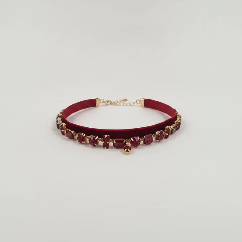 Bracciali in pietre e velluto per lei - Bordeaux