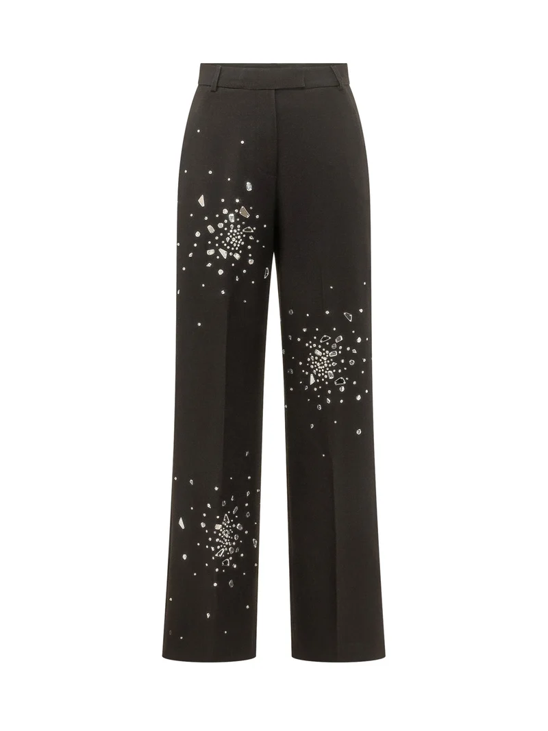 Pantaloni Ampi con Applicazioni Gioiello