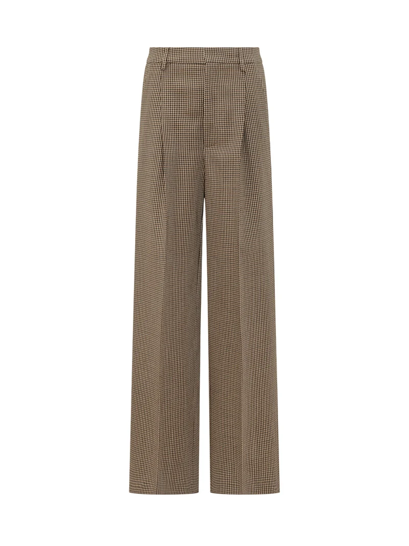 Pantalone Sascia a Gamba Ampia con Motivo Microcheck