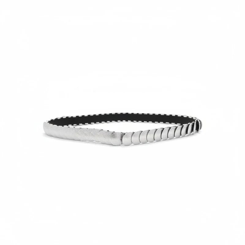 Cintura in metallo con scaglie rotonde - Argento