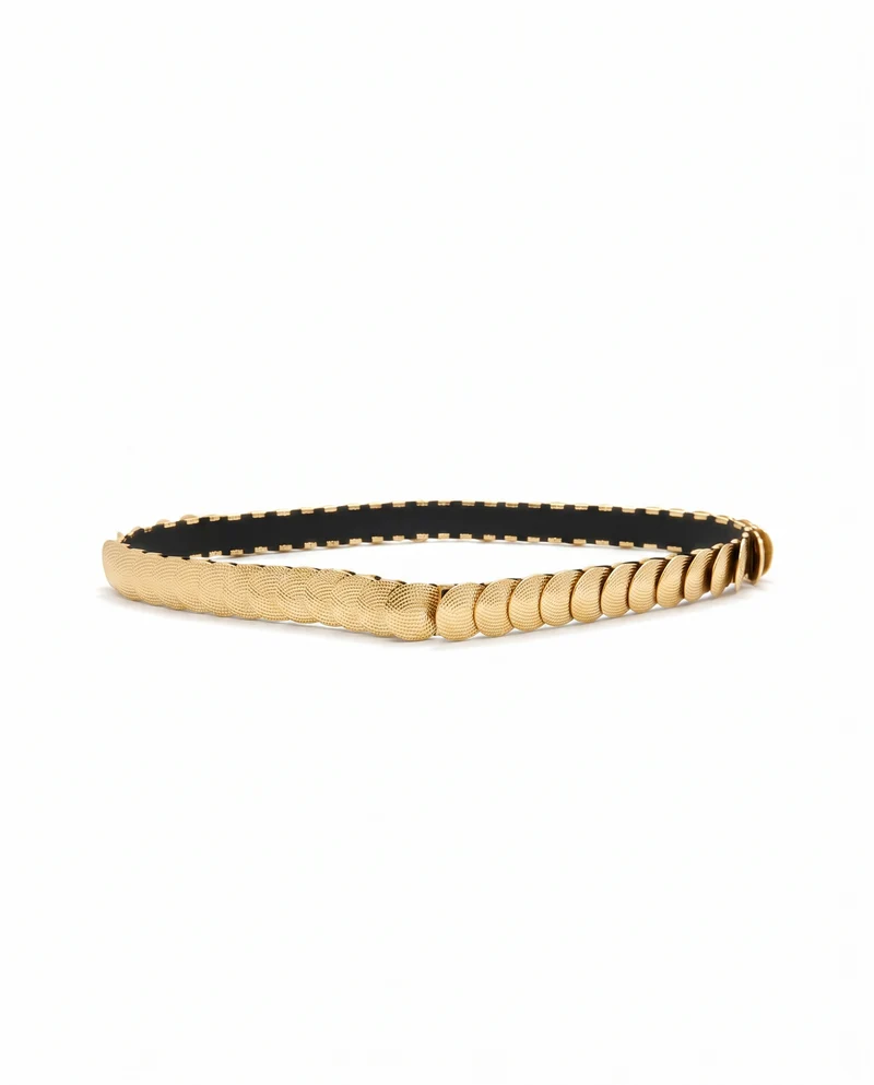 Cintura in metallo con scaglie rotonde - Oro