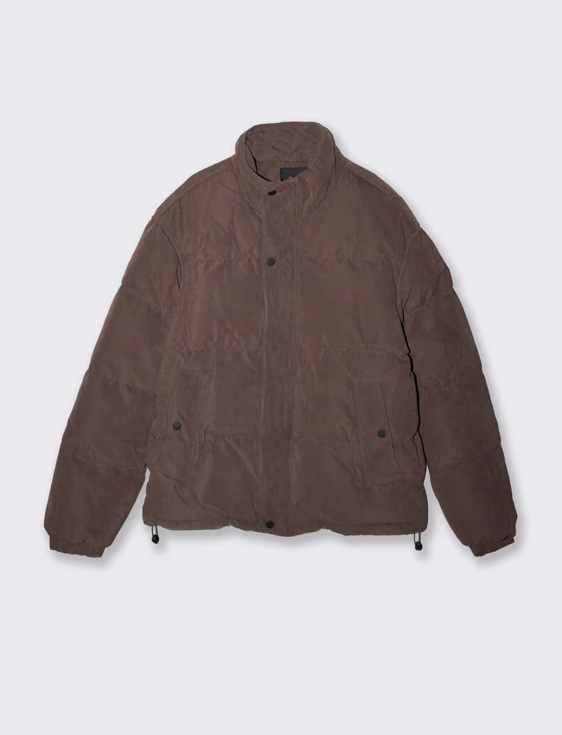 Giubbotto imbottito effetto nabuk elegante - Moro