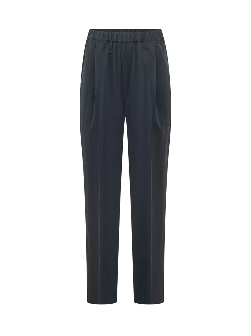 Pantaloni Tapered con Pieghe Frontali