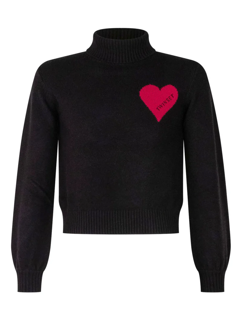 Maglia Dolcevita con Motivo Cuore