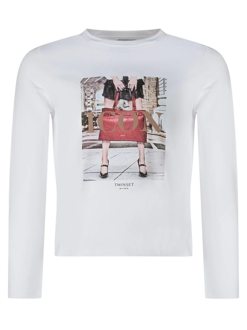 T-shirt a Maniche Lunghe con Stampa Fotografica