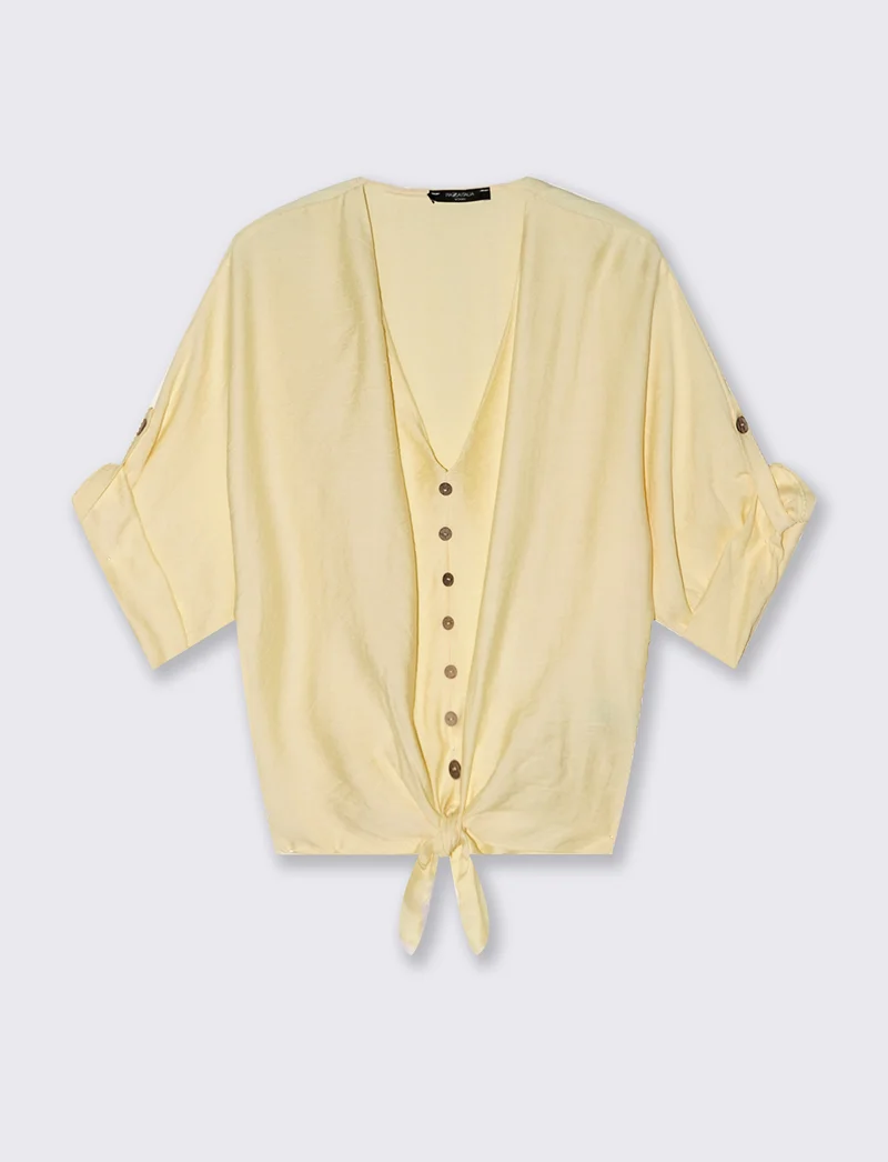 Camicia con fiocco sull'orlo - Giallo