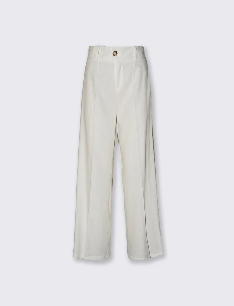Pantaloni palazzo a vita alta donna - Bianco latte