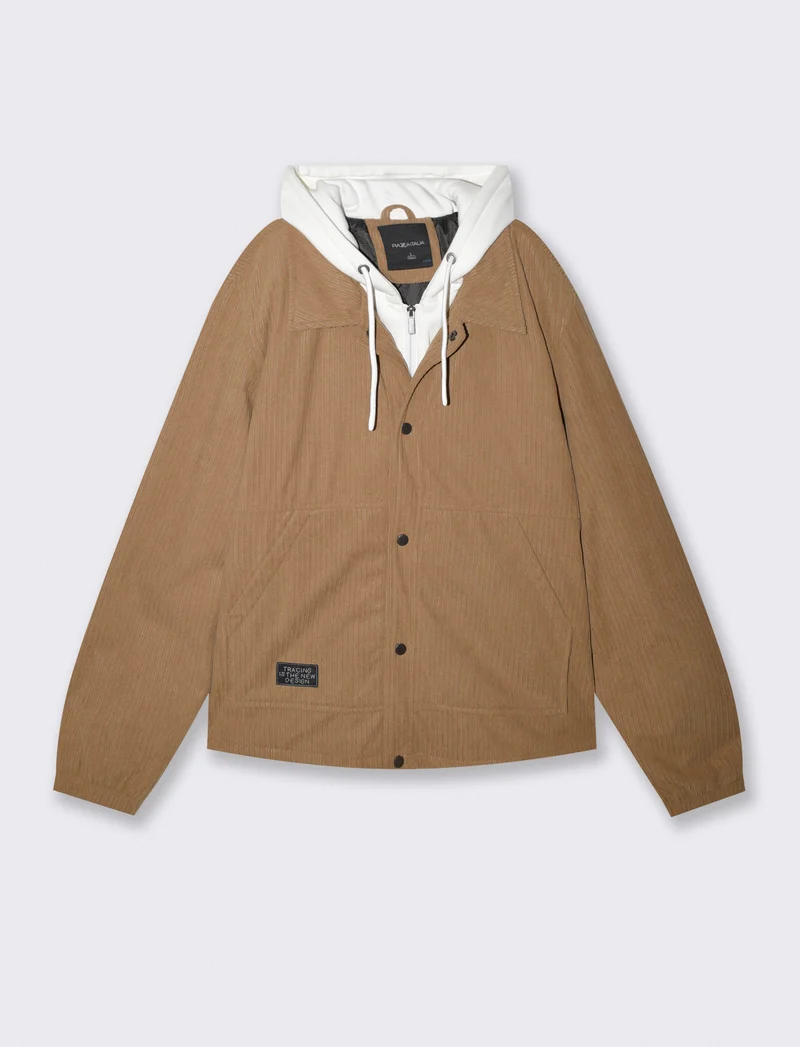 Giubbotto overshirt in velluto uomo - Beige scuro