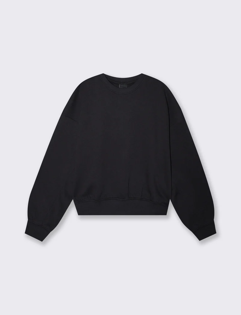 Felpa over crop con paricollo elegante - Nero