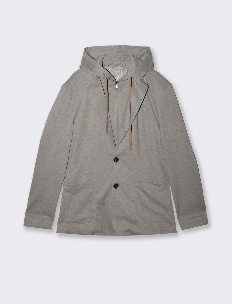 Blazer formale con cappuccio regolabile - Grigio mel.
